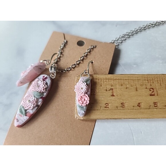 Multicolored Floral Polymer Clay Jewelry Set, NEW - Picture 8 of 10